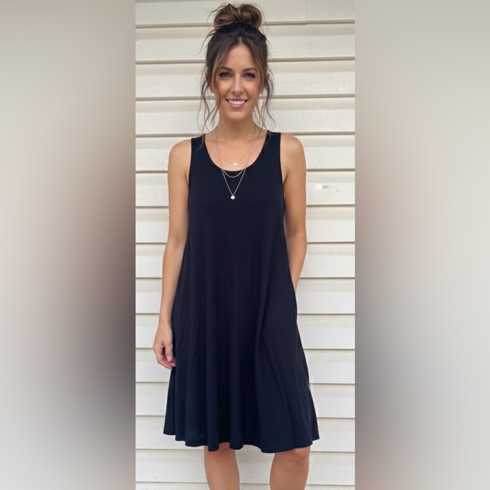 Madewell Black Whistler Cotton Blend High Neck Tank Dress Size Small